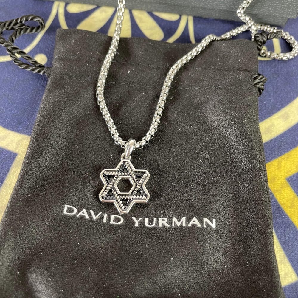 CABLE STAR OF DAVID AMULET IN STERLING SILVER - Picture 4 of 8